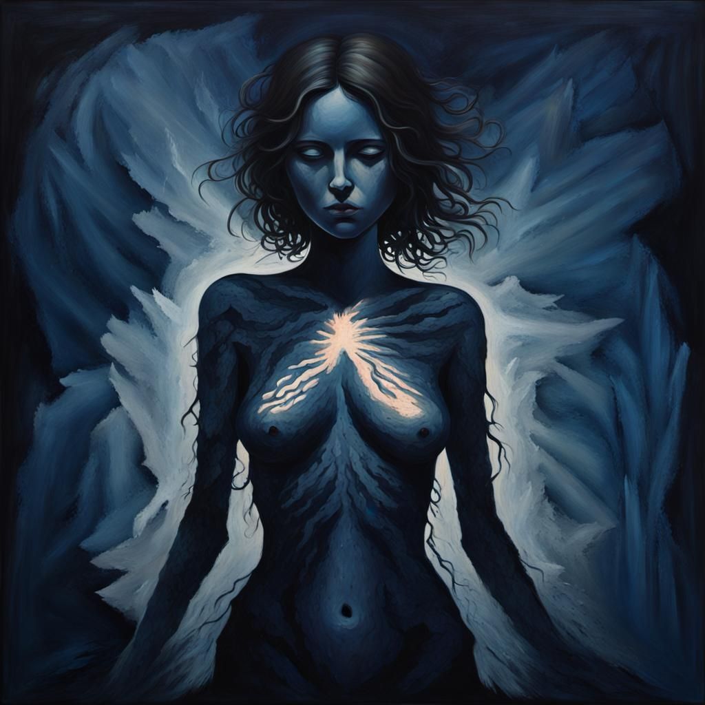 Haunting Silhouette: Scars and Darkness in Hyperrealism