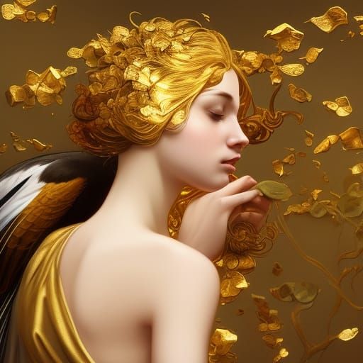 Adorable Lovebirds in Golden Cage: Hyperdetailed Portrait