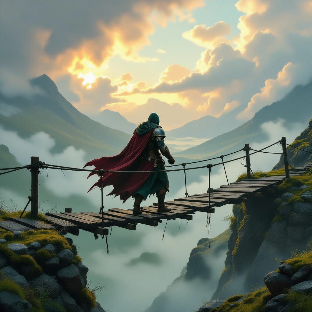 Medieval Superhero Crossing Bridge in Scotland