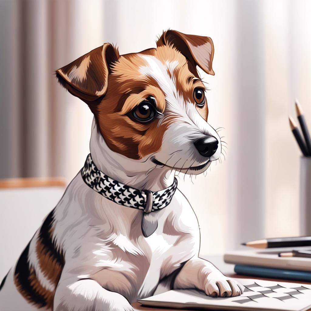 A jack russell terrier drawing with houndstooth