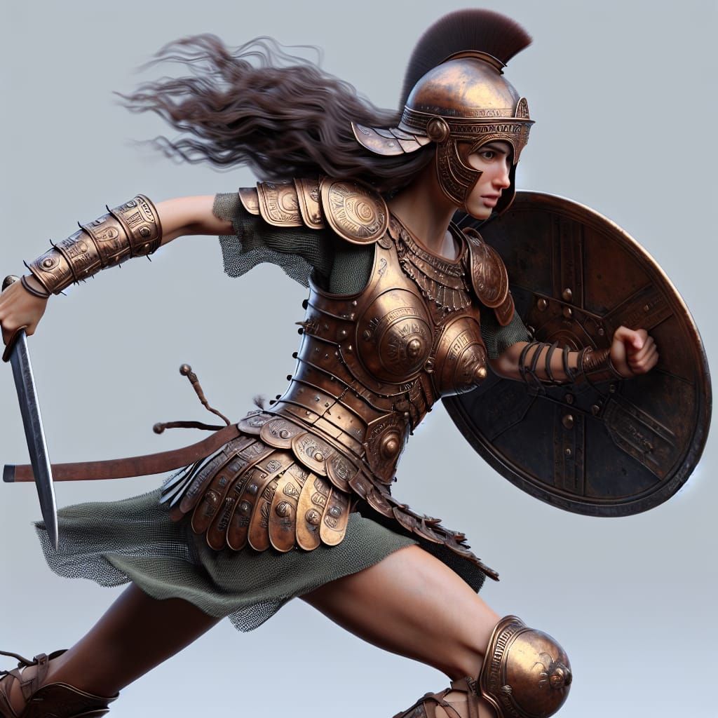 Bronze Age Female Warrior in Battle