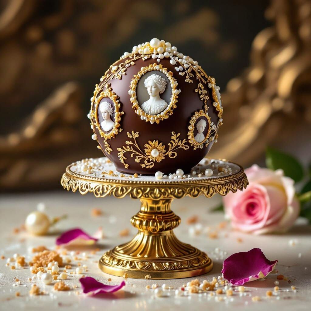 Priceless Praline Chocolate Jewel on Victorian Pedestal