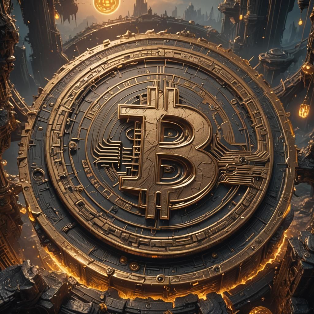 Detailed Bitcoin Matte Painting in Deep Color