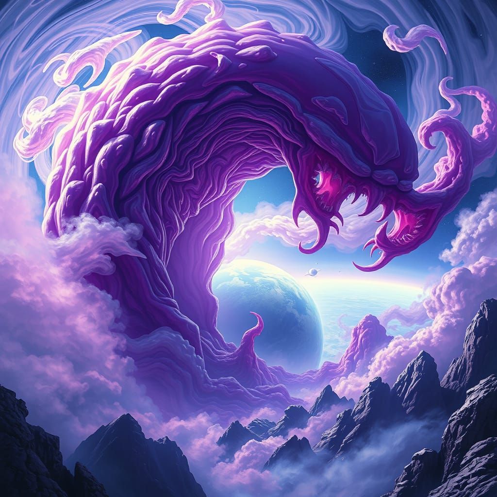 Cosmic Monster Devours a Distant Planet in a Surreal, Scienc...