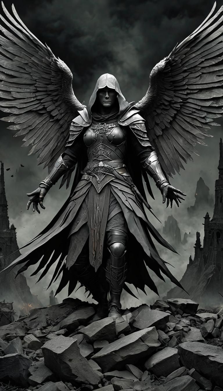 Dark Angel in Chiaroscuro, a Moody Art Brut Masterpiece