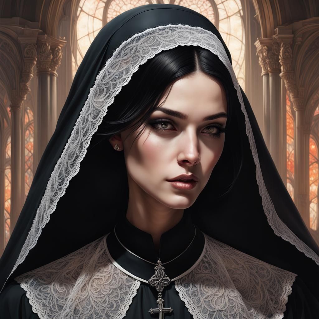 Woman in Mourning Veil: Hyperrealistic Portrait