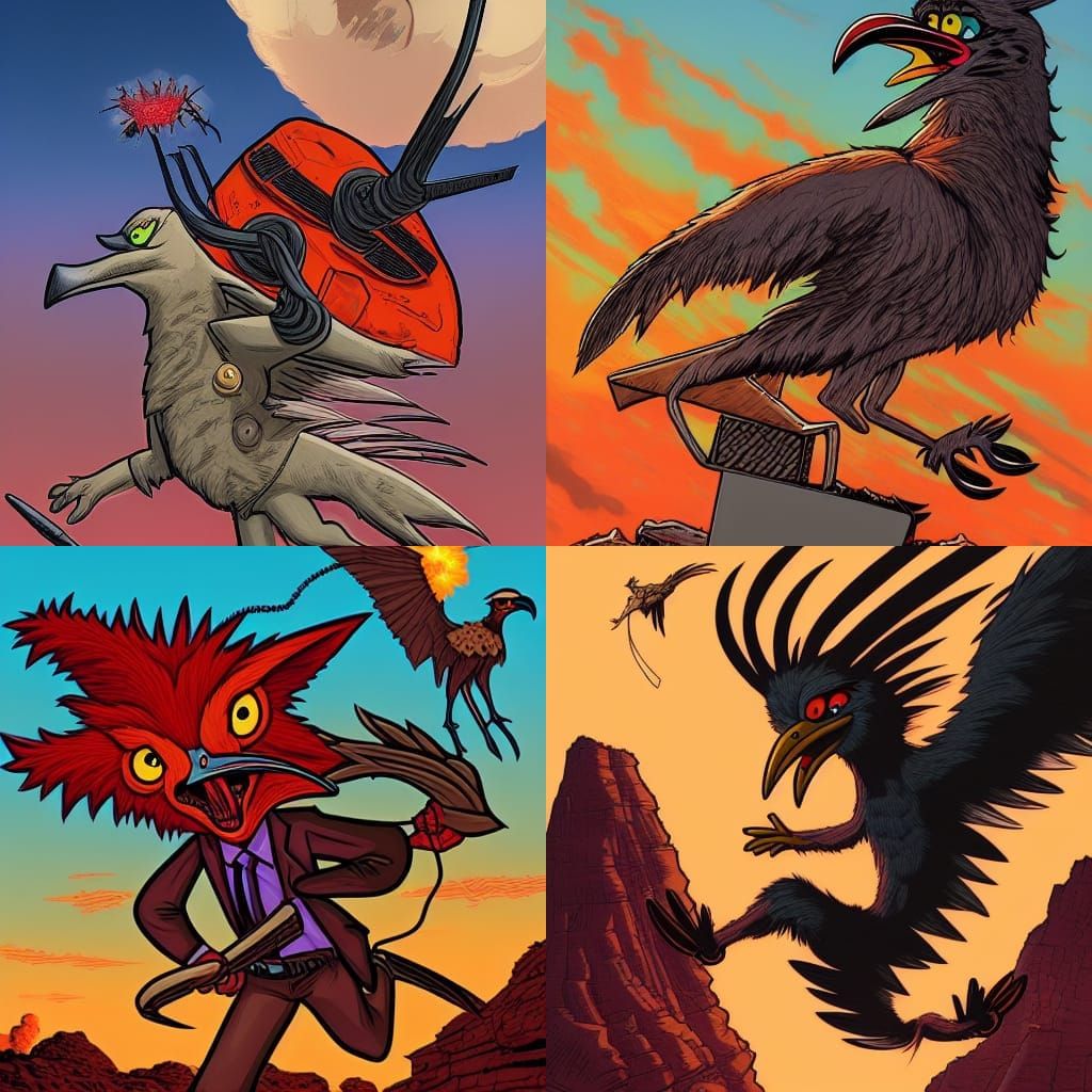 Wile E. Coyote Anvil Mishap in Comic Style