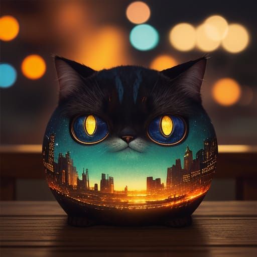 Adorable Cats in Solarpunk Style, Close Up Photography