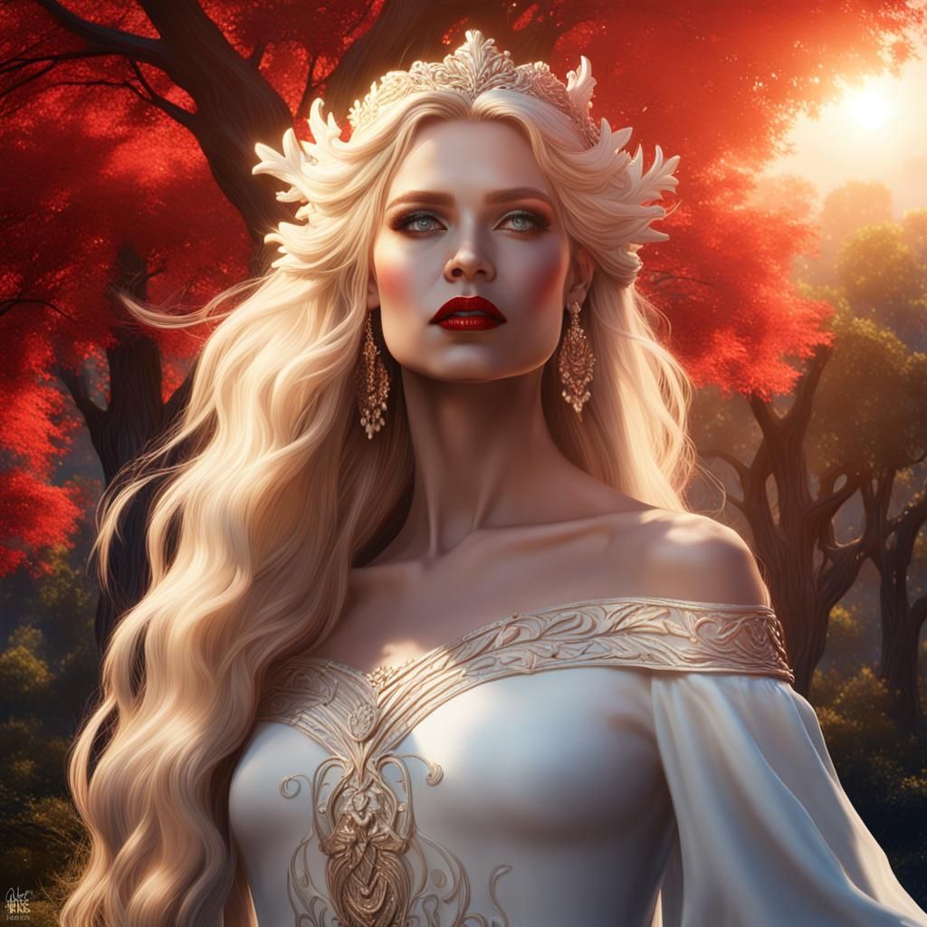 Goddess with Flowing Hair in Detailed Matte Painting