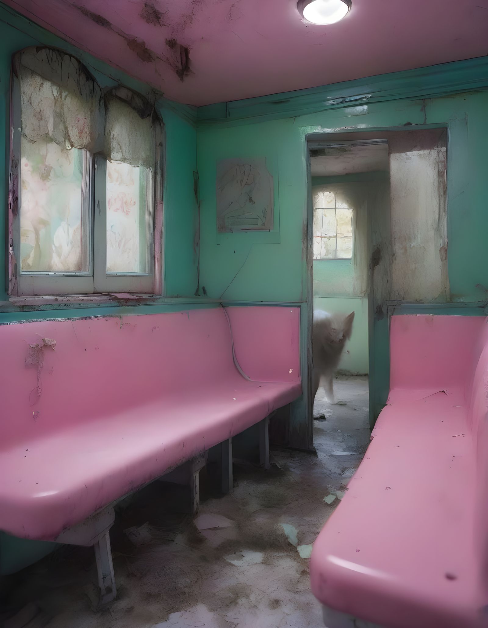 Surreal Metro Interior with Dreamcore Doll Creatures