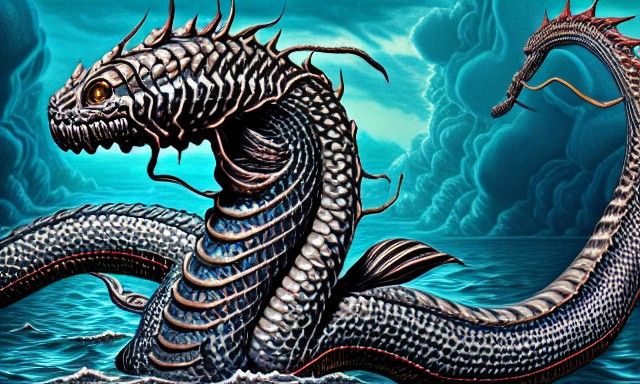 Spectacular Multi-Headed Sea Serpent Jormungandr