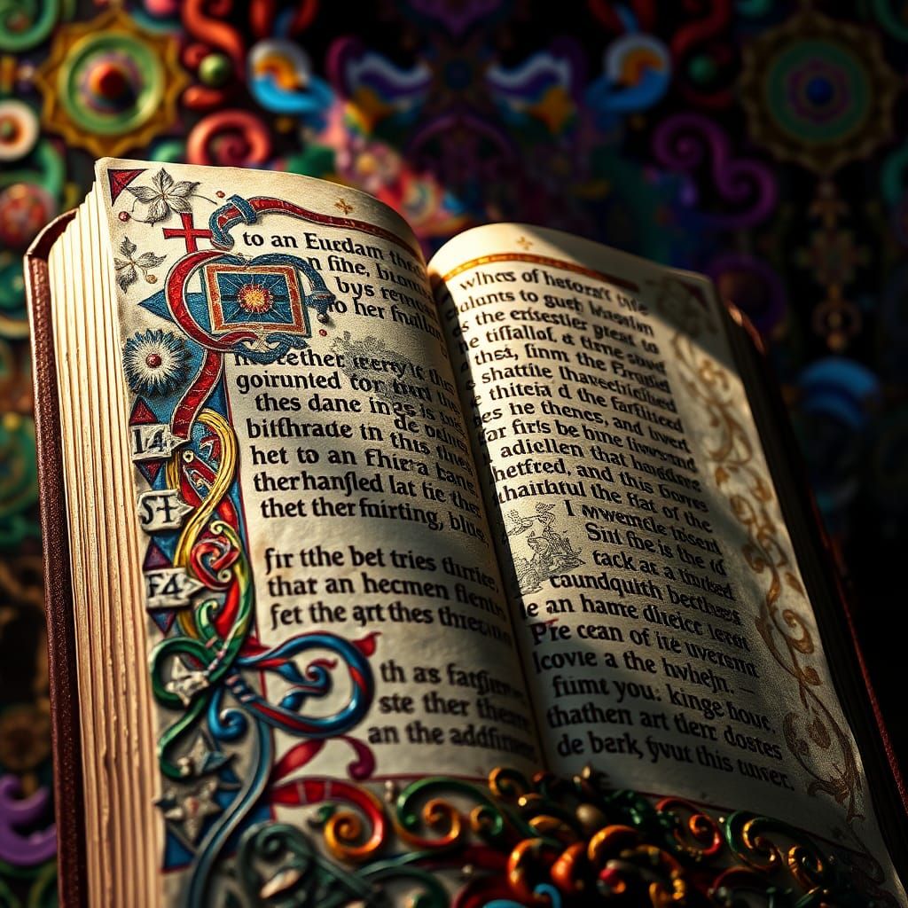 Illuminated Manuscript Page in Splash Art Style