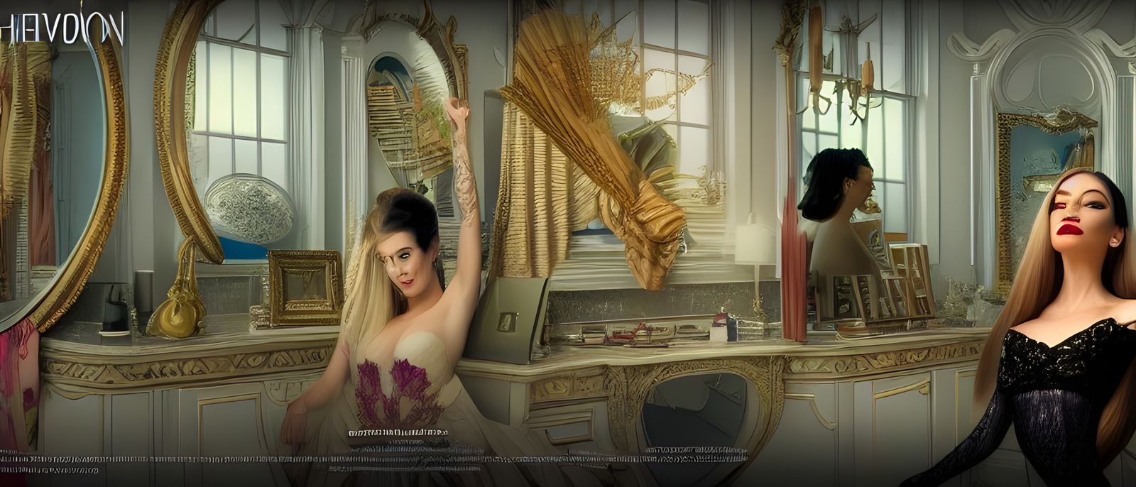 High Fashion Salon Portrait in Hyperrealistic Style