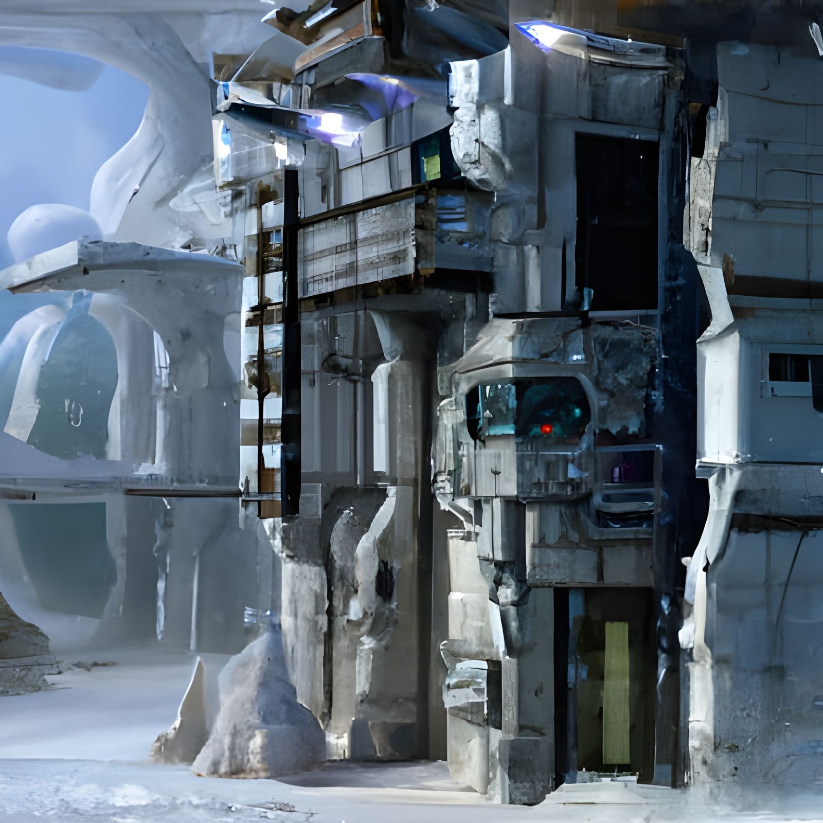 Icy Tundra Storefront in Ethereal Sci-Fi Style