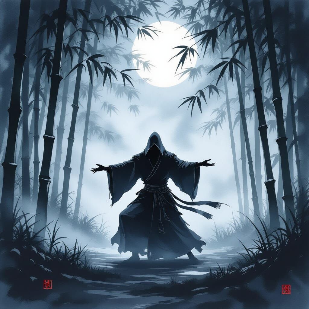 A shadow, playing between shadows