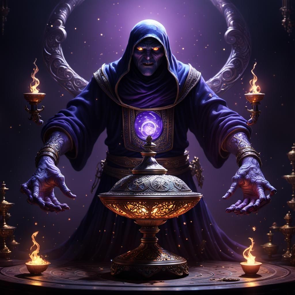 Shadow Genie Emerges in Dark Fantasy Art