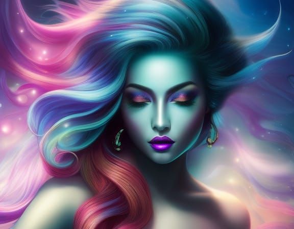 Purple Mermaid Exploring a Vibrant Fantasy Seascape