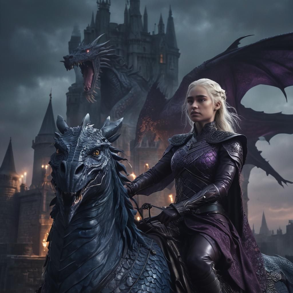 Daenerys Targaryen on Dragon: Dark Fantasy Art