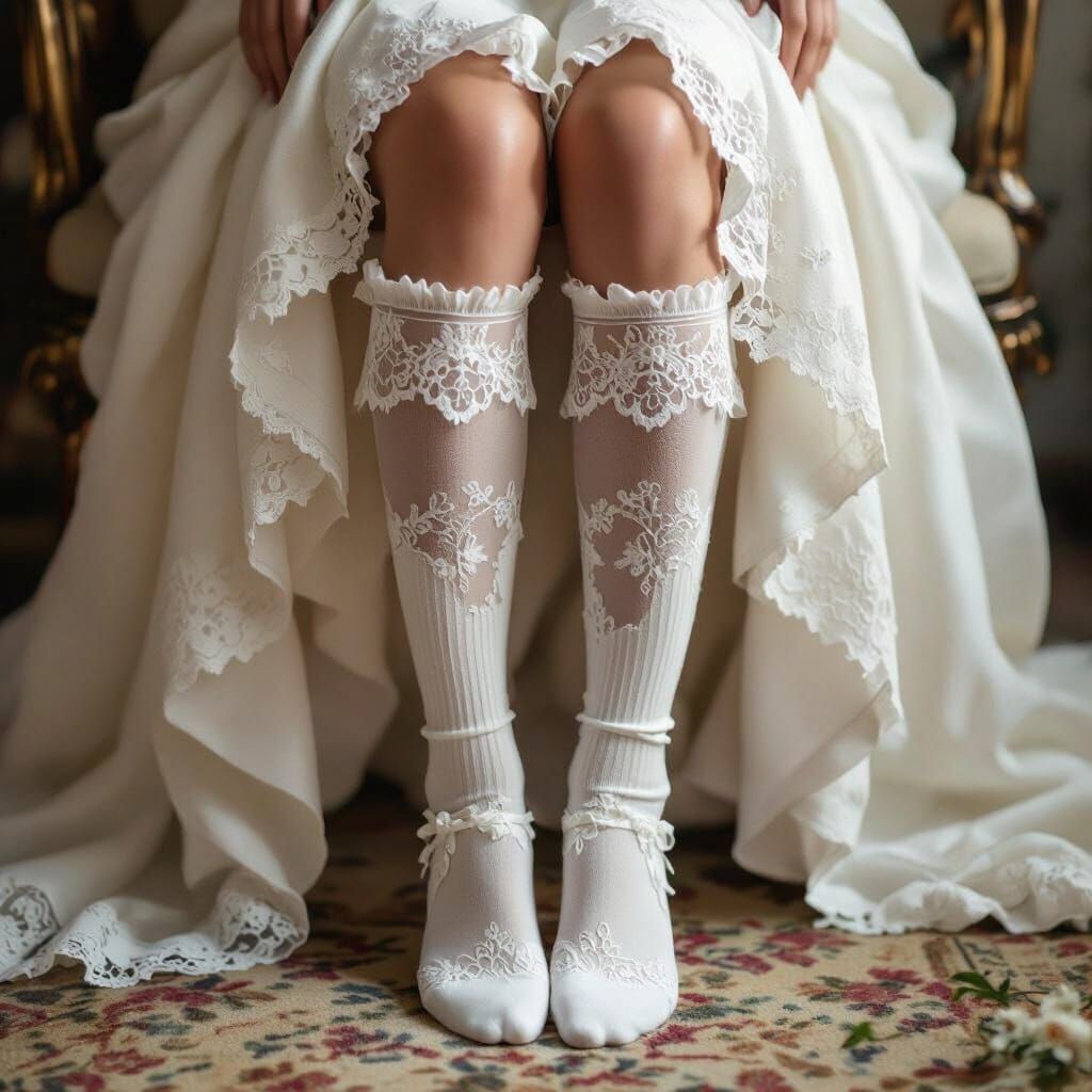 Lace Bridal Socks in Fairytale Setting, Digital Art
