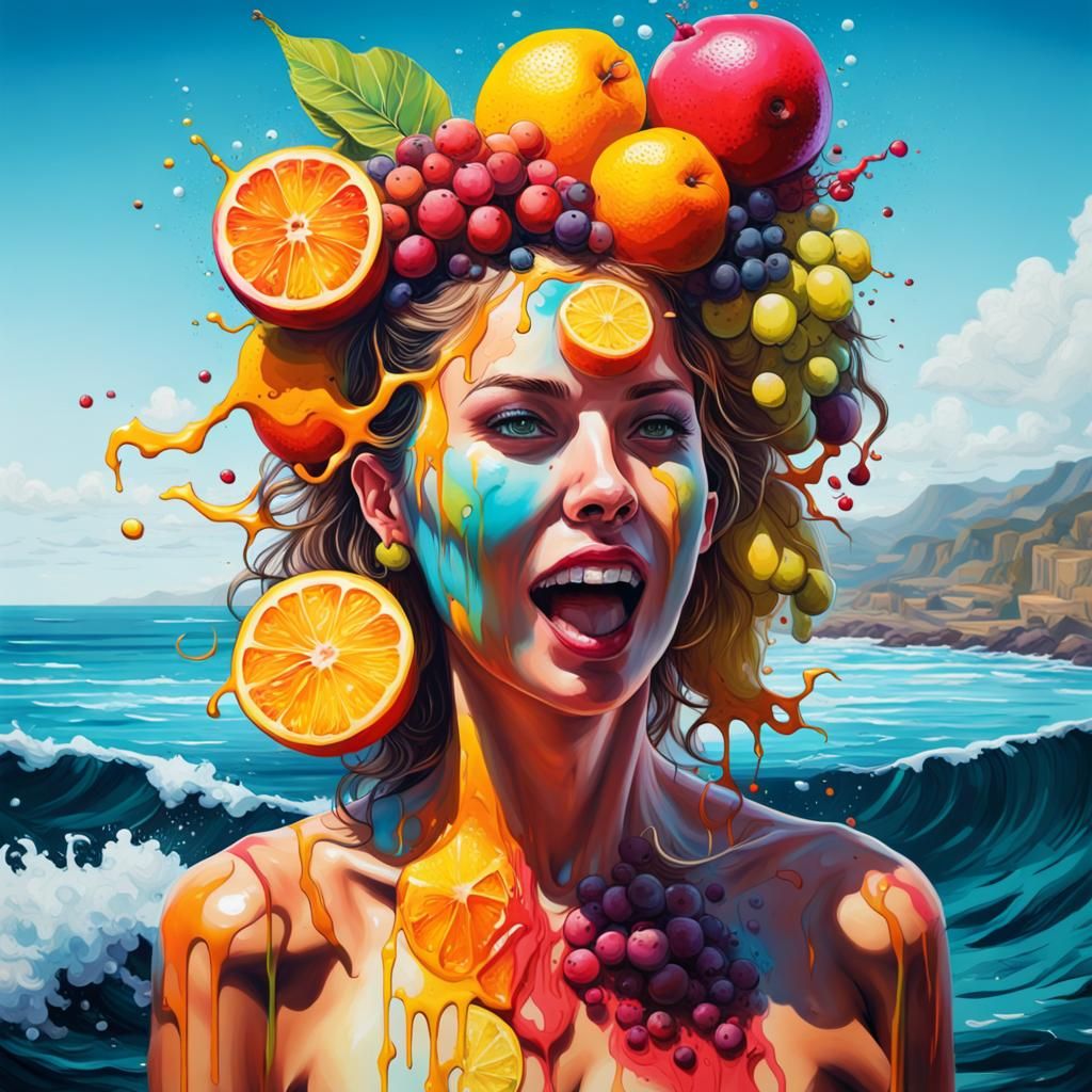 Woman as Fruit: Graffiti Art with UV Colors