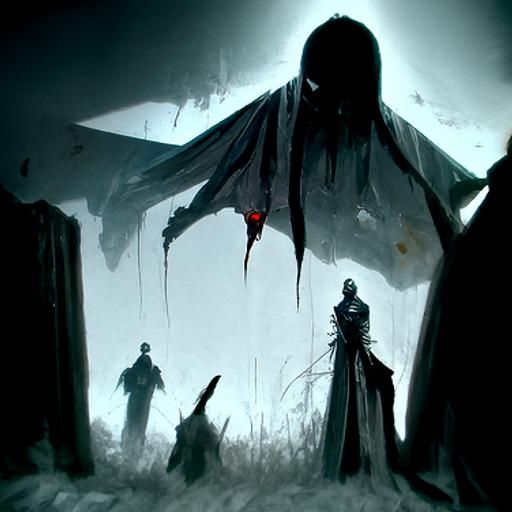 Sinister Beckoning Figure in Gothic Fantasy Style