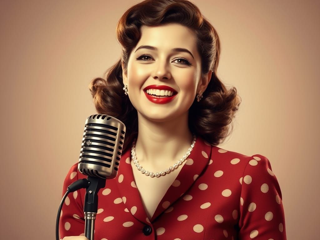 Vintage Female Singer With 1940s Hairstyle Performing