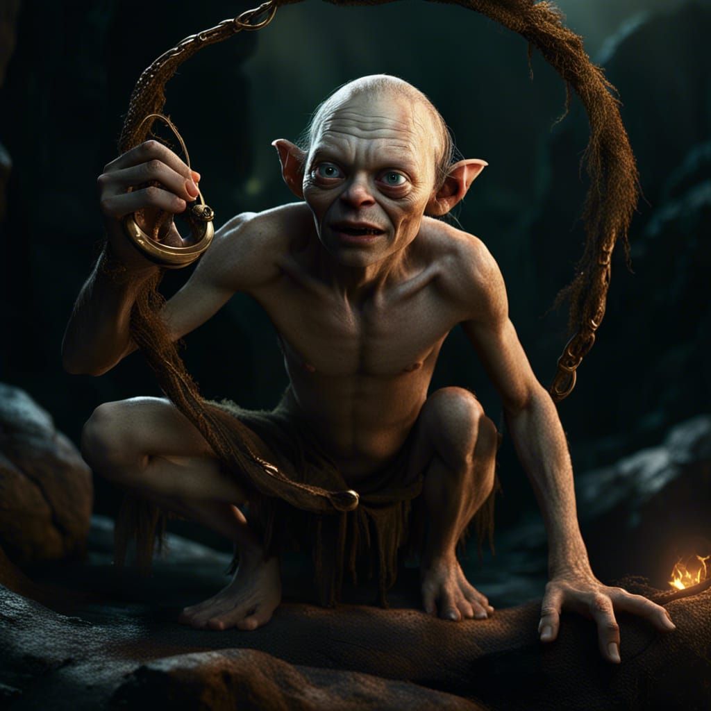 Gollum with the Ring: Detailed Matte Painting