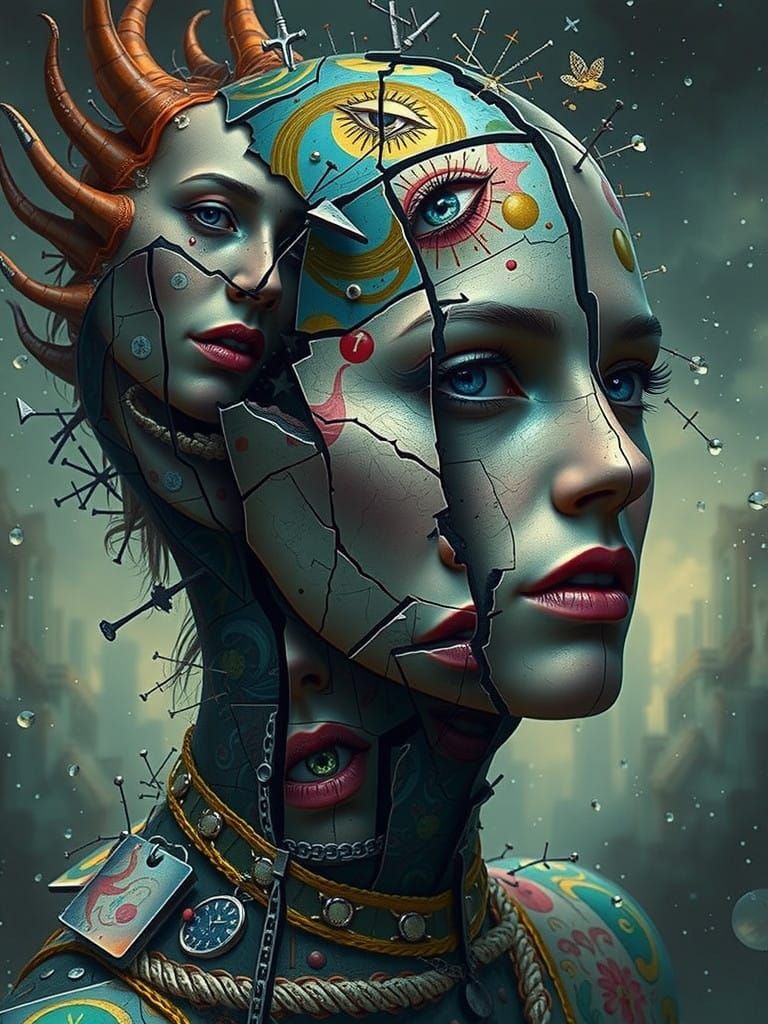 Shattered Identities in a Surrealist Vortex