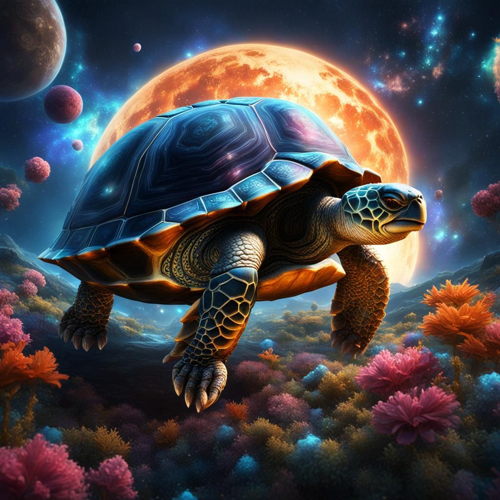 Gaia on Cosmic Turtle: Fantasy Concept Art