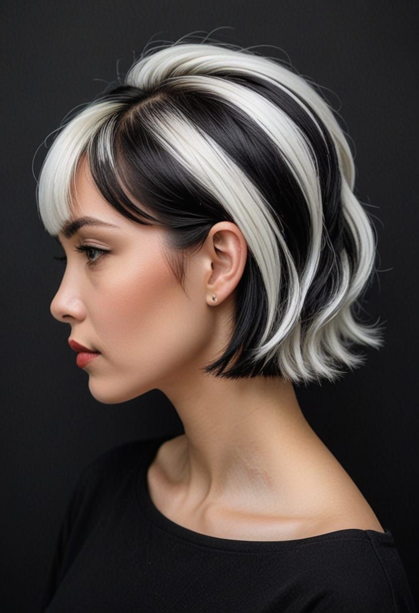 Chessboard Hair: A Striking Black and White Style