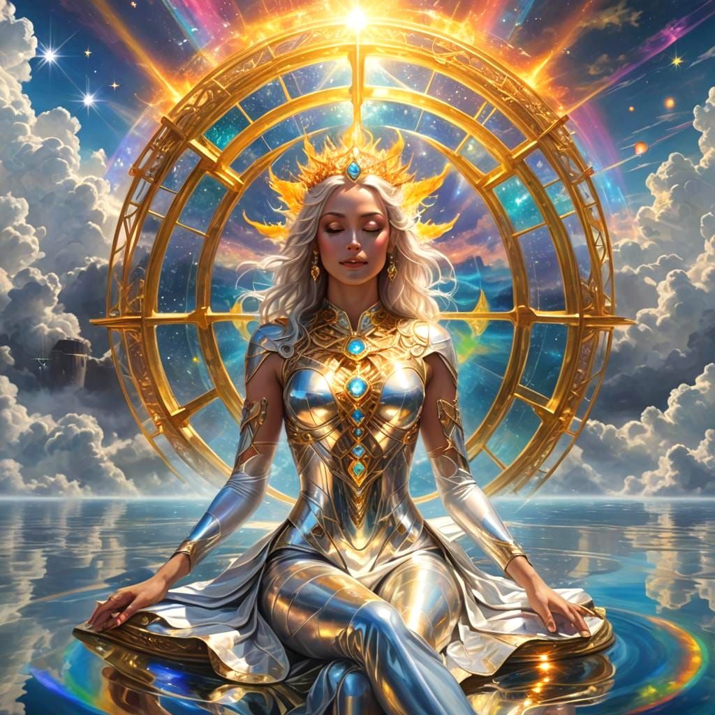 Divine Interdimensional Being Lounging in Eternal Temple