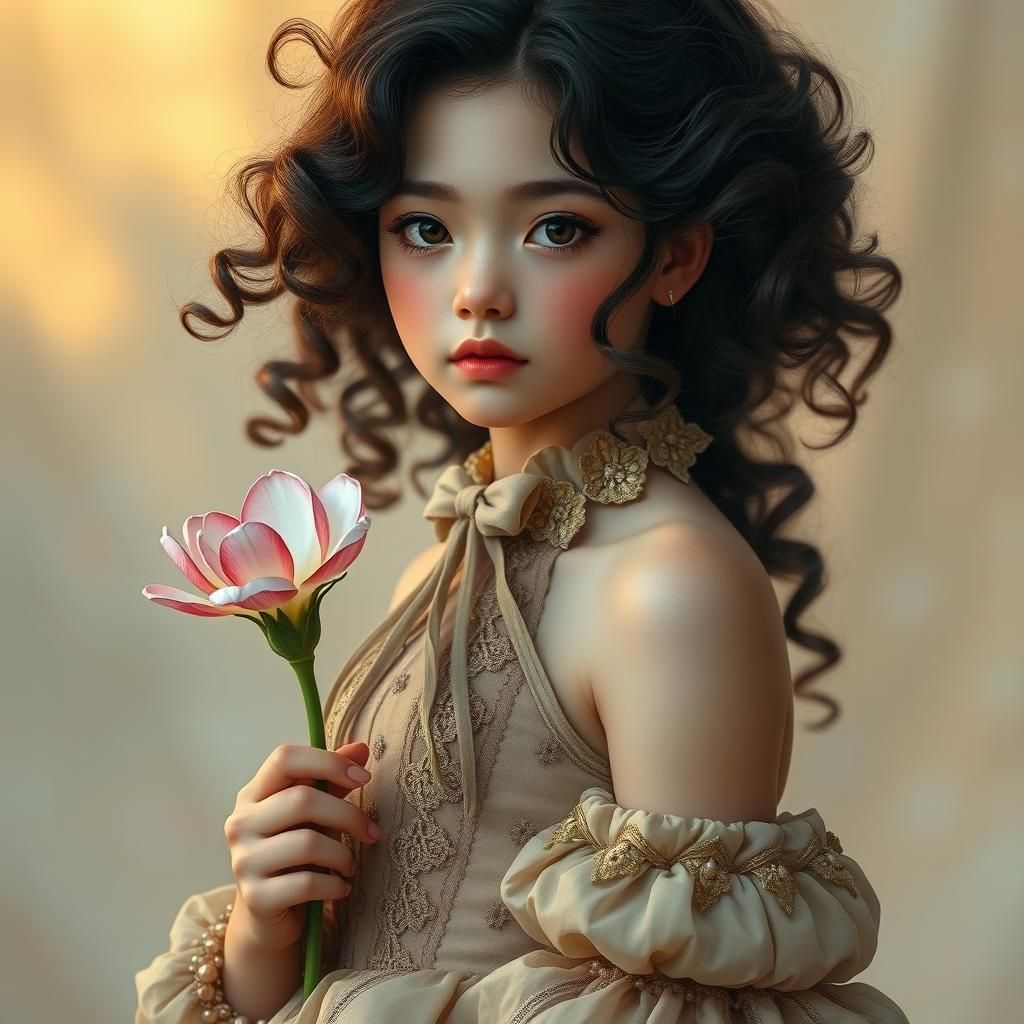 Woman with Flower: Photorealistic Art