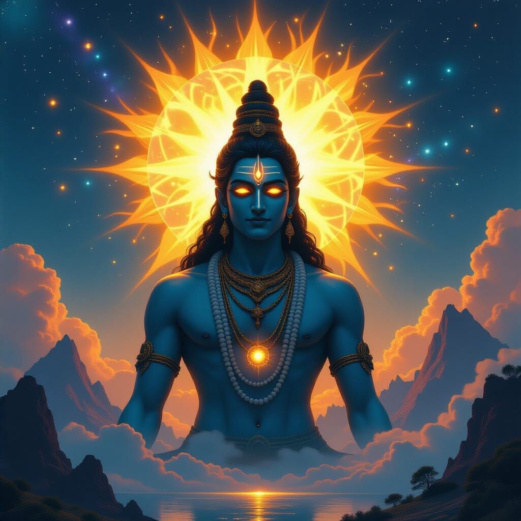 Cosmic God Form: Thousand Suns, Galaxies, and Stars