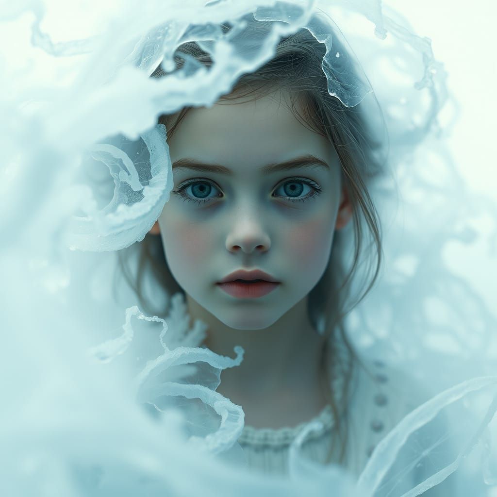 Girl in Serene, Icy Stillness