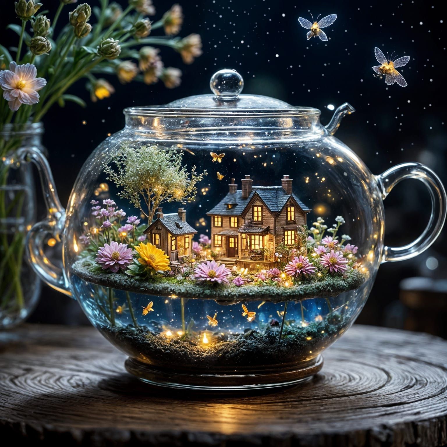 Magical Miniature Parisian World in Teapot
