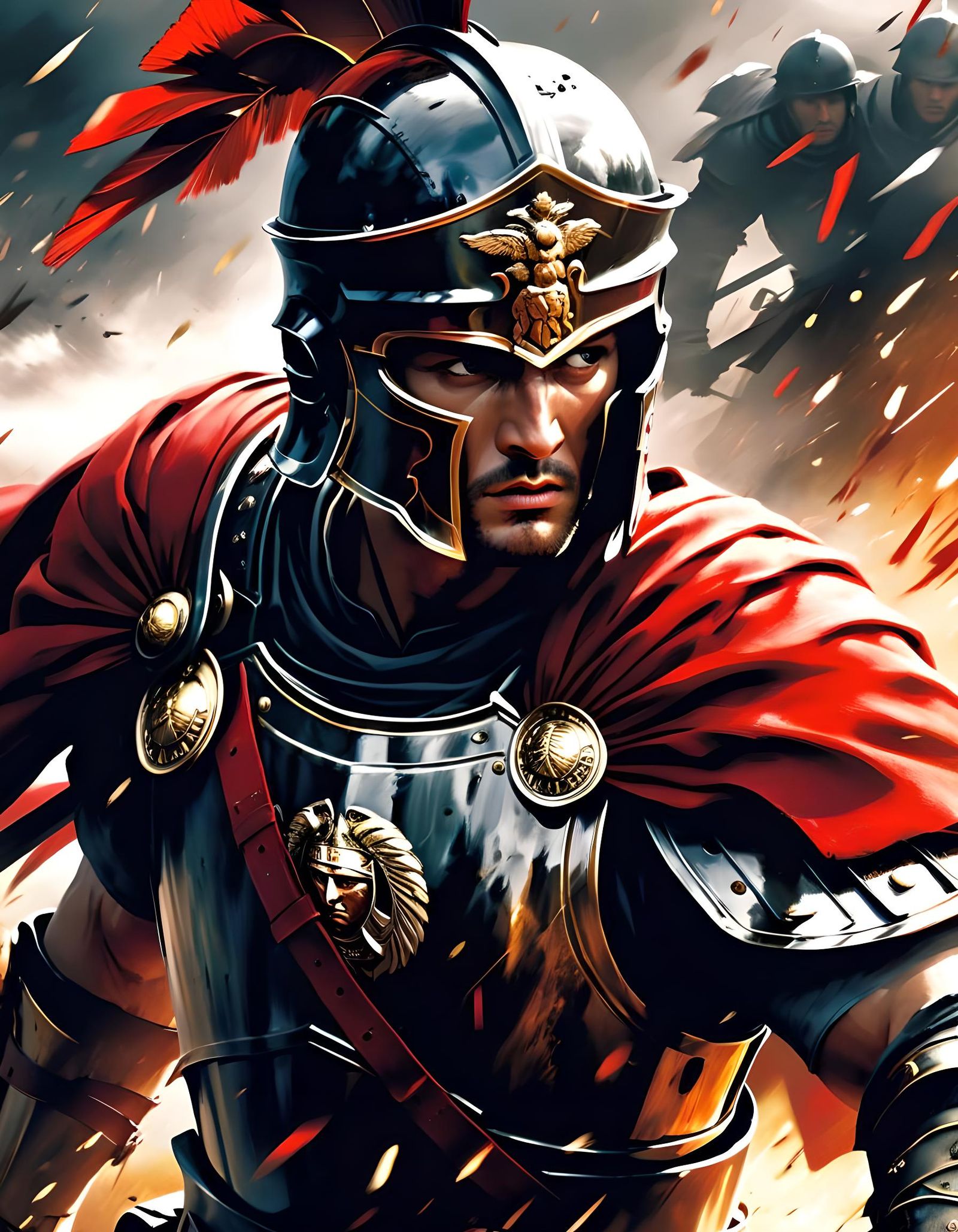 Battle Ready Roman Legionary in Epic Composition