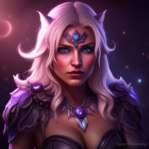 Galaxy Kitten with Crystal Features: Dark Fantasy Art