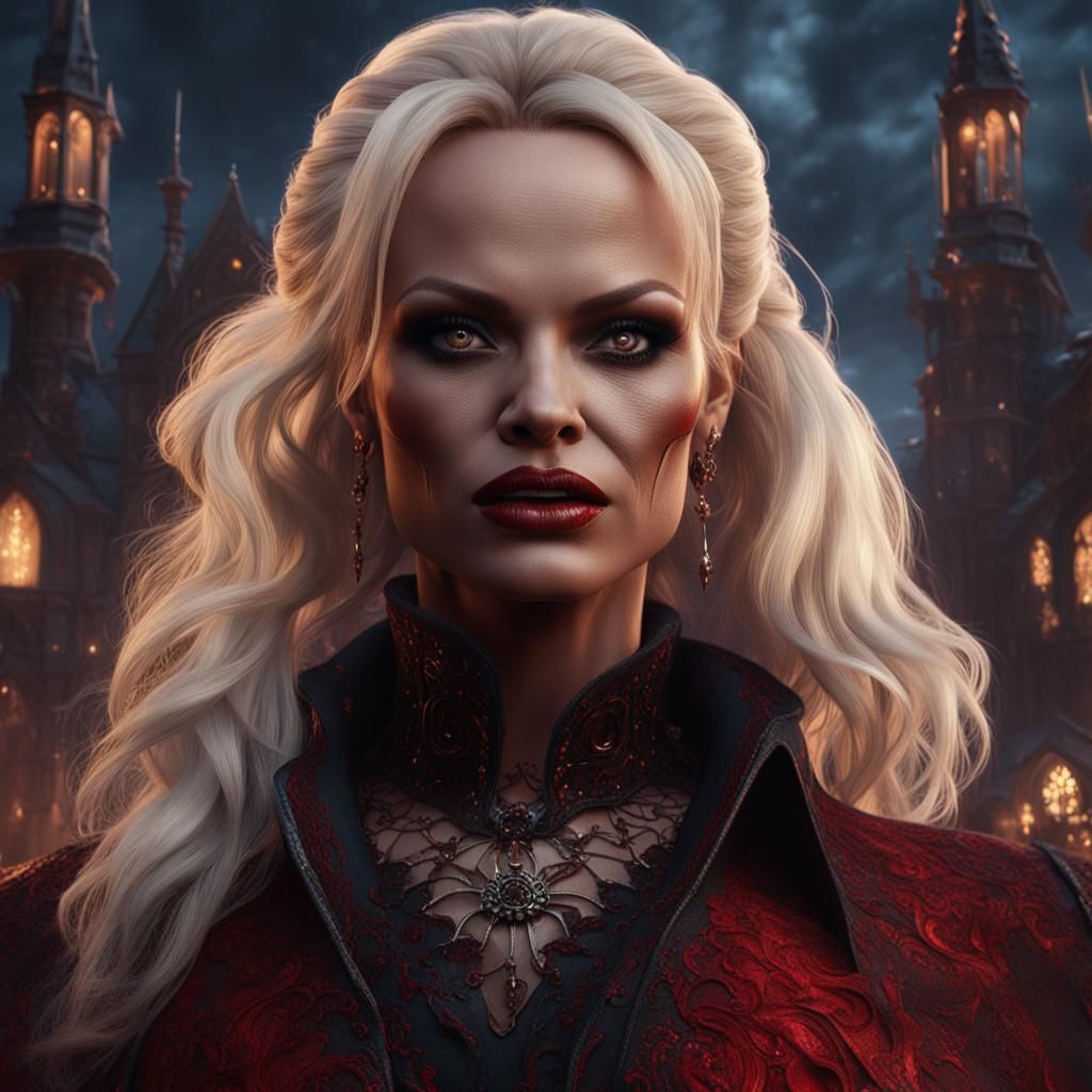 Pamela Anderson as a Vampire: Detailed Matte Painting