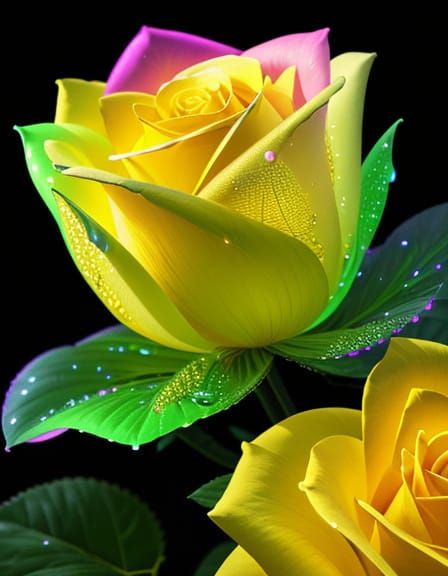 Neon Rose Blooms in Ethereal Softbox Lighting