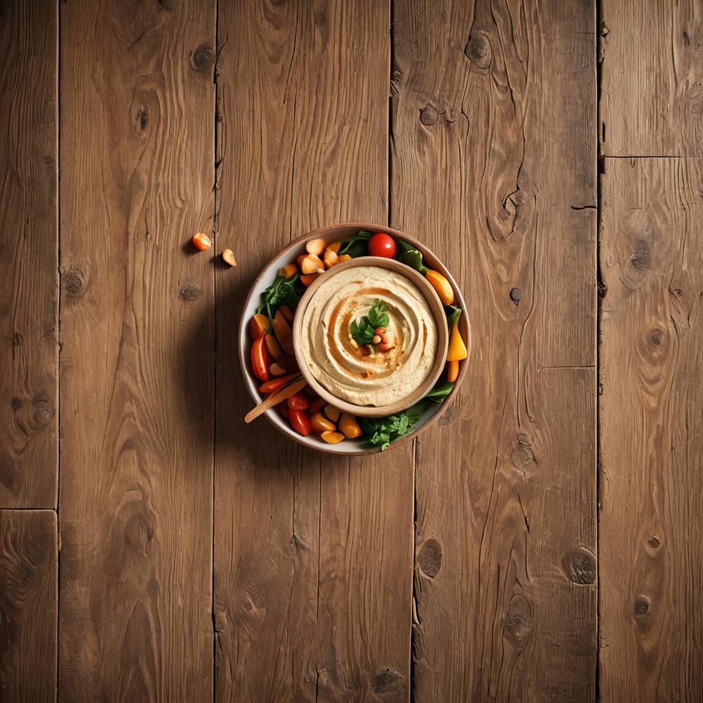 Hummus Still Life in Golden Hour Lighting