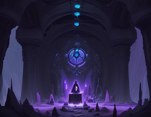 Ethereal Cultist Lair in a Neonlit Cave