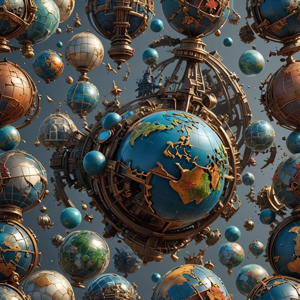Detailed 3D Globe with Transparent Background