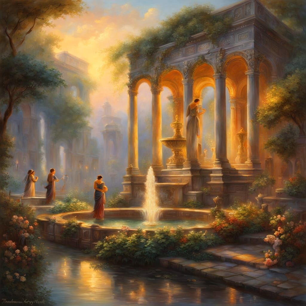 Women at Water Fountain in Ancient Rome