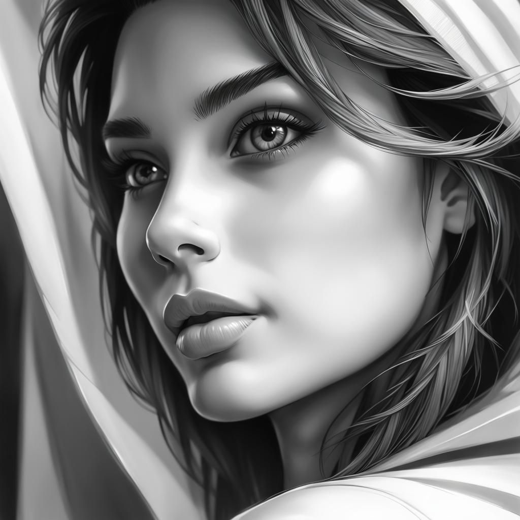 Striking Black and White Portrait in Photorealistic Style