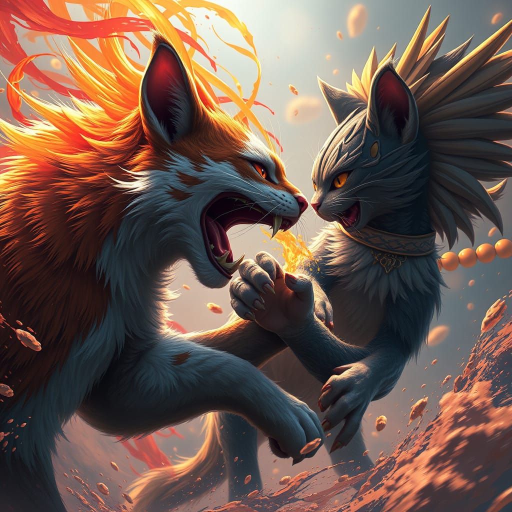 Fantastical Feline Frenzy in Vibrant Color