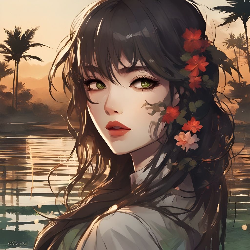 Stunning Japanese Girl in Pond: Royo-Inspired Art