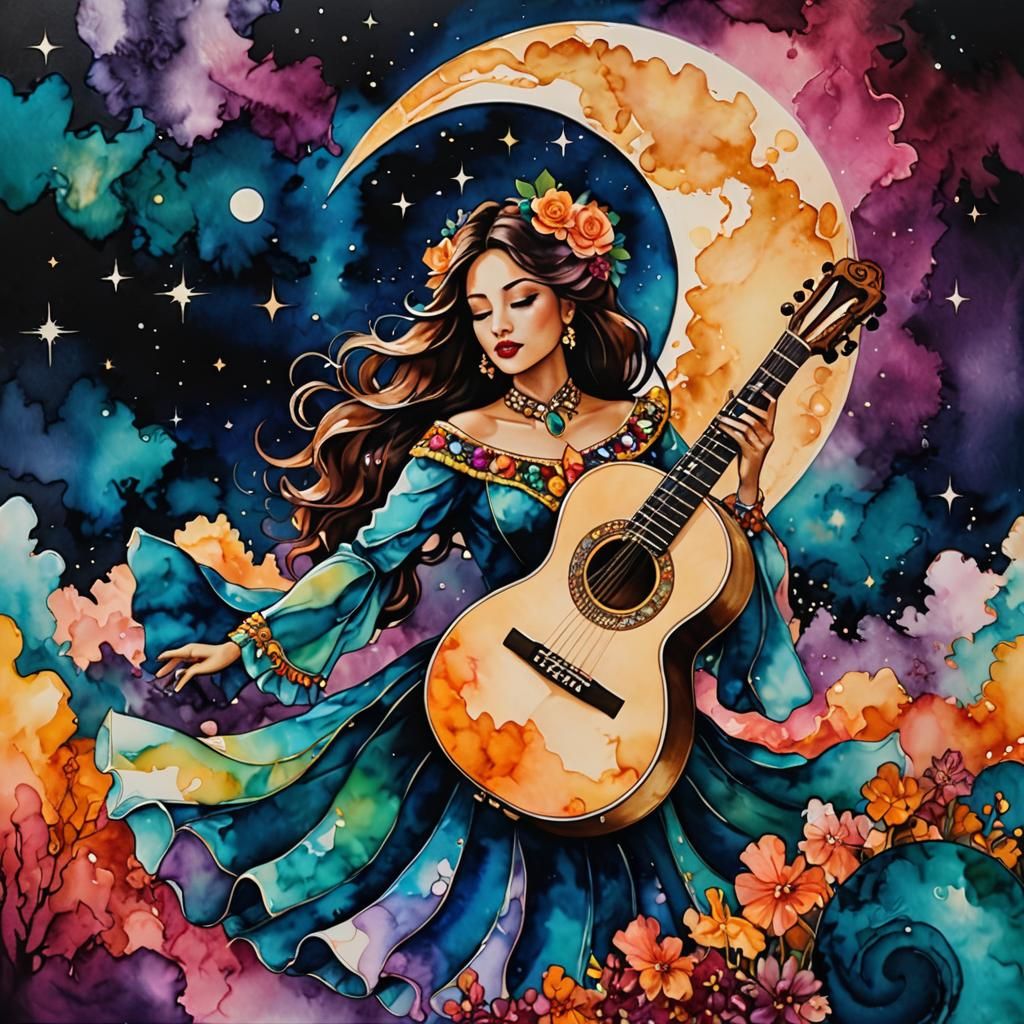 Abstract Crystalline Moon in Cel-Shaded Style