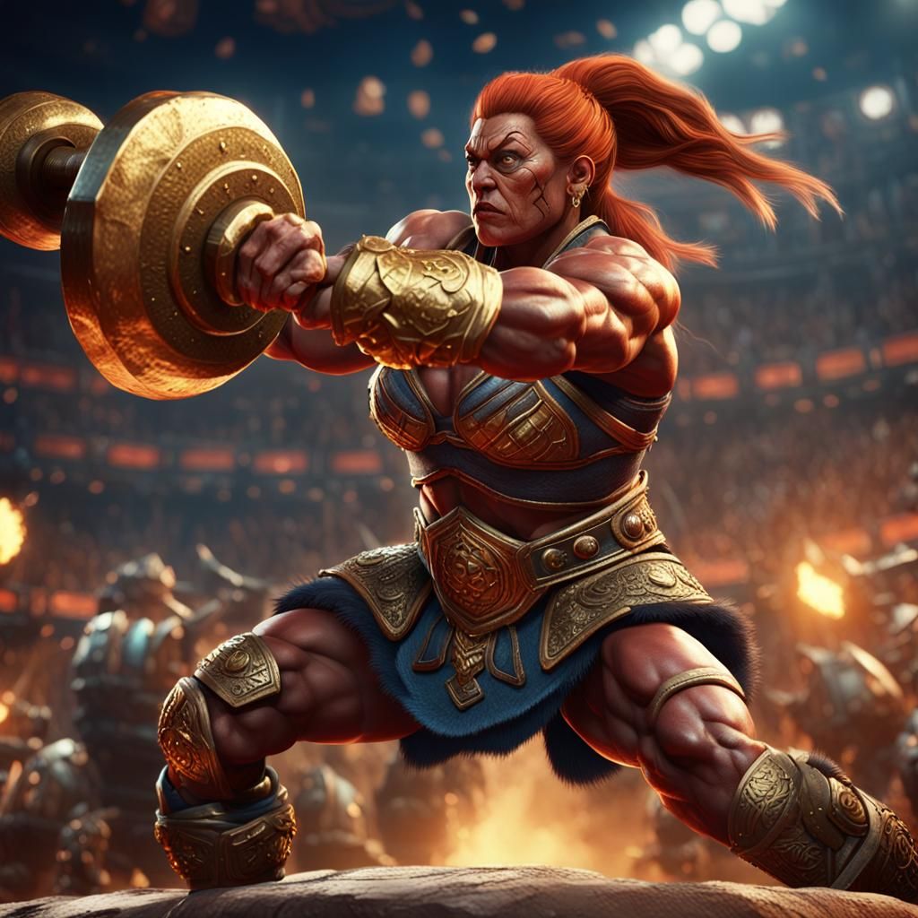 Dwarf Barbarian in Olympic Arena: Fantasy Concept Art