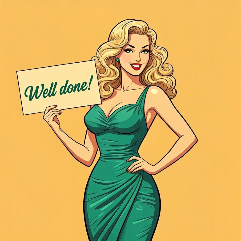 1950s Pin-Up Girl in Pulp Comic Style