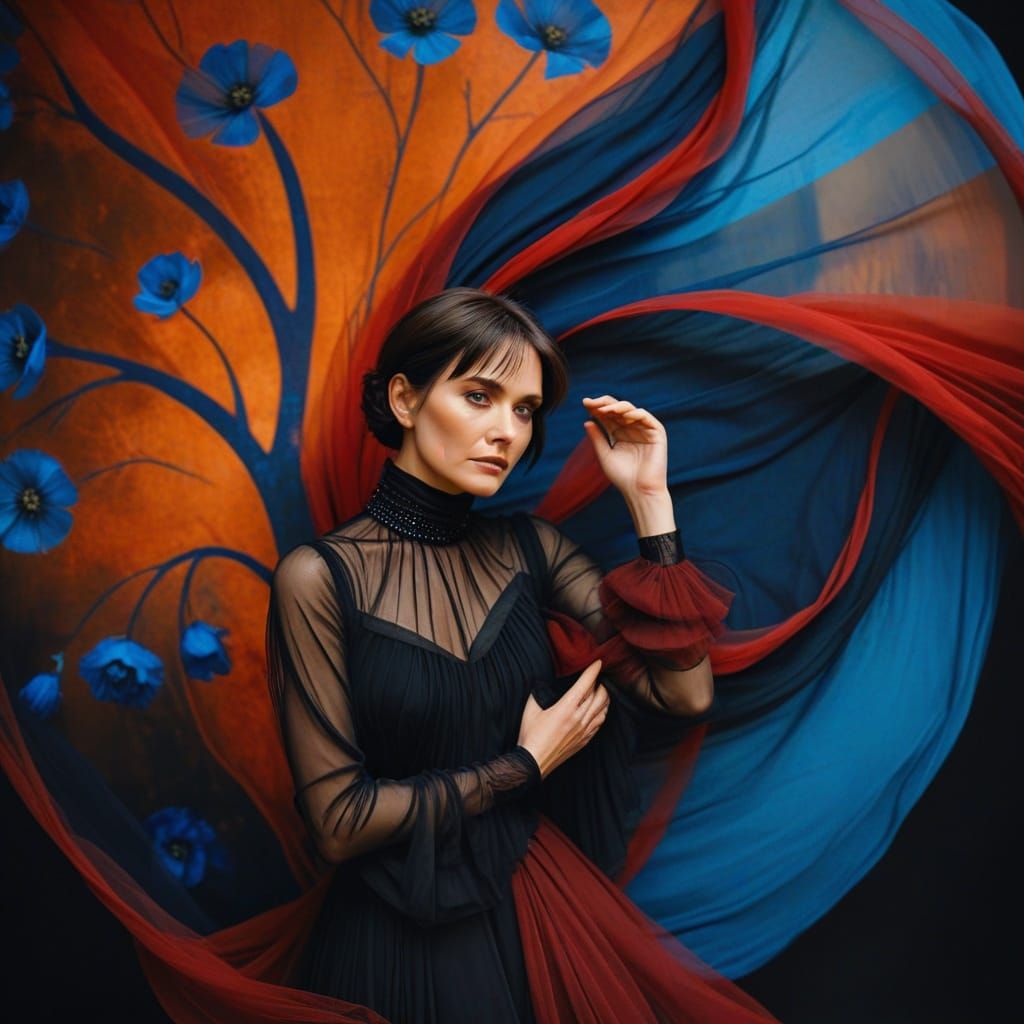 Serene Melancholy Woman in Contemplation